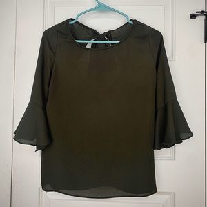 Olive Tie Back Blouse